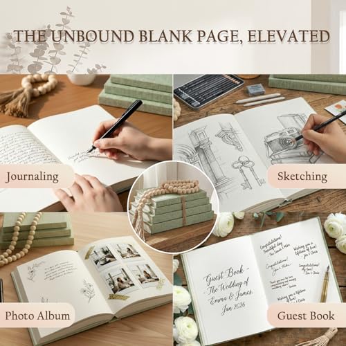 Decorative Books for Home Decor-Set of 4 Real Linen Decorative Books, Stacked Books with Wood Bead Garland, Jute Twine & Satin Ribbon, Neutral Modern Farmhouse & Boho Shelf Decor (Sage) - color: Sage