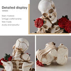 BANOMII Gothic Skeleton Couple Figurine Statues for Home Decor, Goth Wedding for Him and Her, Spooky Skull Sculpture Bedroom Decor for Couples, Oddities Halloween Decorations