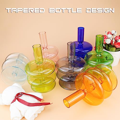 Clear Taper Candle Holders Glass Candle Stick Holder Modern Candle Holders for Tapered Candlesticks Wedding Reception Centerpieces Christmas（Dark Green） - color: Color 5