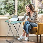 Garden 4 you Folding TV Tray Table TV Dinner Table with Sturdy MDF Top,Eating Trays for Living Room with No Assembly Required 15 x 18.9 x 26 in(Sea Blue,1PC) - color: Sea Blue, size: 1pc