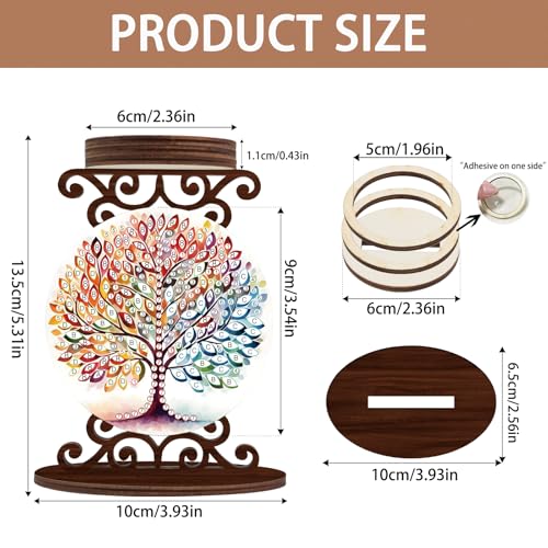 Diamond Art Painting Candlestick Holder kits, Colorful Tree DIY shaped crystal Diamond art painting, woodiness Candle holder for AromaRelax & Home Decor, Christmas Halloween Ornaments (Double-Sided) - color: Tree