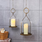 6" Wide Modern Hurricane Candle Holder with Handmade Scandinavian Glass Sleeve in Antique Brass for Pillar Candle & Plants, Hurricane Lantern Industrial, Minimalistic, Shabby Chic (1, Brass, 6"x10")