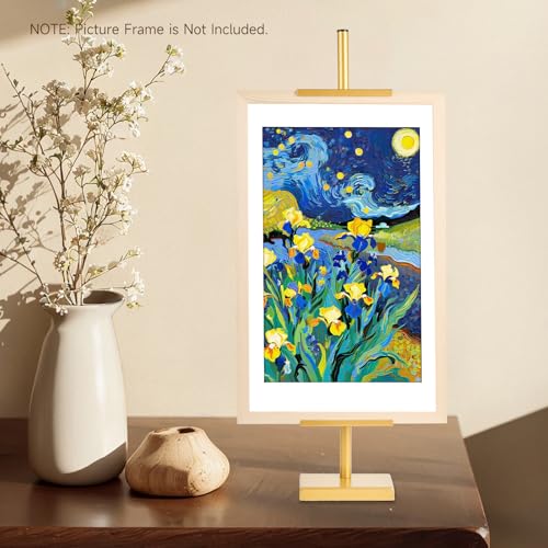 Adjustable Tabletop Easel Stand for Picture Frames up to 29" H - Metal Frame Holder Stand for Sign, Artwork, Canvas Display - Compact Black Small Easel Stands for Home Office Galleries (Golden)