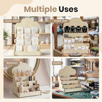 2 Pack 4-Tier Wooden Greeting Card Display Stand, Card Rack for Stickers, Postcards, Photos, Stationery, Small Products, Home Office Decor & Organizer, Lightweight for Vendor Booths, Craft Fairs
