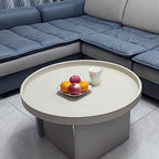 25 x 25 inches high-end Light Luxury Leather Round Oversized Service Tray, Ottoman Tray，Coffee Tray, Food Tray, Family Dinner, Out-of-House Picnic, Party Essential Tray (25 inch Beige) - color: 25 Inch Beige