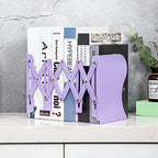 Aobopar Metal Bookends - Heavy Duty Book Holders for Shelves, Office, Home & School Use (Purple) - color: Purple