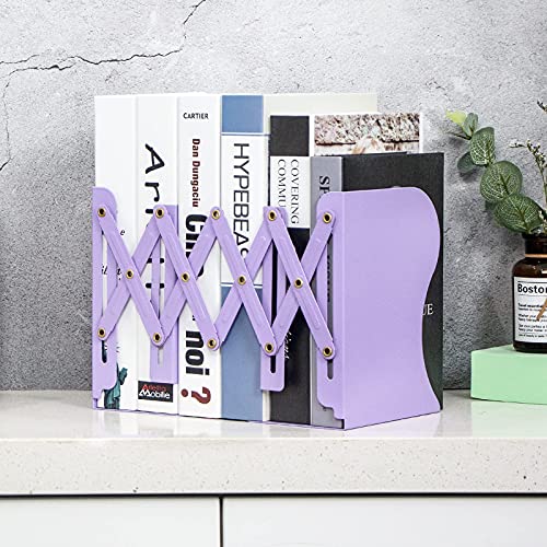 Aobopar Metal Bookends - Heavy Duty Book Holders for Shelves, Office, Home & School Use (Purple) - color: Purple