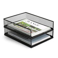 Wire Mesh Letter Trays Paper Tray Desk File Organizer, 2 Pack Stackable Metal Front-Load Documents Tray for Office Supplies File (Lengthways)