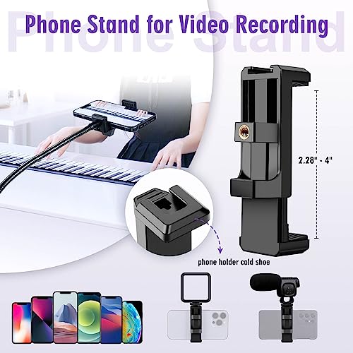 Nineigh 80" Phone Tripod, Selfie Stick Cellphone Tripod, Aluminum Tripods Stand for Video Photo Vlog, Travel Tripods with Gooseneck Remote Phone Holder, Compatible with iPhone Android Smartphone - size: 80 Inch