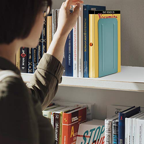 Acrimet Metal Bookends, Jumbo Size 9" H x 4" W x 4-1/2" D, Non-Skid Book Stand for Shelves, Heavy Duty Book Stopper, Green, 1 Pair - color: Green