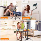 62" Aluminum Alloy Selfie Stick Phone Tripod with Wireless Remote Compatible with iPhone 17 16 15 14 13 pro Xs Max Xr X, Android/Samsung Smartphone Expandable for Travel Selfies Video Recording Vlog - style: Black(61 inch)