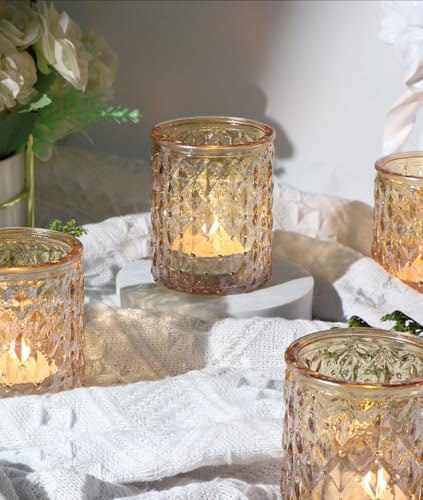 36 Pcs Gold Votive Candle Holders, Tealight Candle Holder Glass for Table Centerpieces, Gold Candle Holders for Wedding Decor, Bridal Shower & Home Parties Supplies Decor - color: Gold