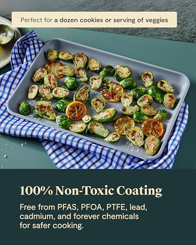 Caraway Non-Stick Ceramic Baking Sheet - Naturally Slick Ceramic Coating - Non-Toxic, PTFE & PFOA Free - Perfect for Baking, Roasting, and More - Medium (15" x 10") - Cream - color: Cream, size: Medium 10" x 15"