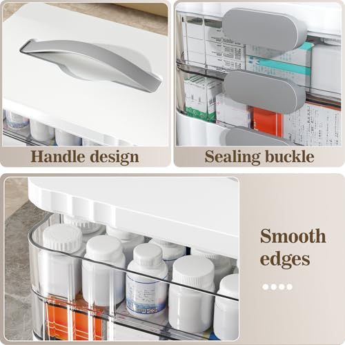 ARSTPEOE 3-Tier Medicine Organizer - Portable Medicine Cabinet with Plastic Handle, Multipurpose Medical Box, Pill Organizer, Empty First Aid Kit for Home - size: Extra Large 3 Tier