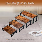 NANXITU 4 Pcs Wood Risers Display Stand, 4 Tier Cupcake Holder with Metal Frame Wooden Risers for Table Display, Perfume Collectibles Organizer Shelf, Tiered Riser for Vendors, Buffet Risers for Food Desserts Party Decor