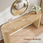Itaar 63" Fluted Console Table with 2 Drawers, Modern Entryway Table with Storage, Long Sofa Table Behind Couch for Living Room, Hallway, Couch, Foyer, Oak - color: Oak
