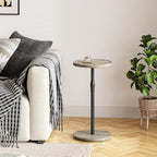 Adjustable End Table, Small Round Side Table, Drink Table for Small Spaces, Pedestal Nightstand for Living Room, Bedroom, Sofa Couch, Oak ET-010QK - color: Oak