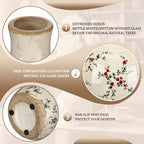 LemonRoad Vintage Ceramic Flower Vase 5.7 Inch Chinoiserie Ice Cracked Glaze Porcelain Vase Rustic Ceramic Large Centerpieces for Home Table Living Room Bookshelf Office(Rose Style) - style: Rose Style