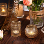 DARJEN 24Pcs Gold Votive Candle Holders - Glass Candle Holder Bulk for Table Centerpiece, Tea Lights Candle Holders for Home, Christmas Party & Wedding Shower - color: Gold