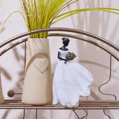 Guichifun Fairy Statue Collection Home Decoration - White Leaf Angel Girls Resin Home Decor for Outside or Inside Rustic Garden Grave Decorations for Cemetery Figurines Gift 5 x 3 x 7.5 Inch - color: White-flower, size: Small