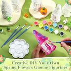 Arrowbash 6 Pcs Summer Ceramics to Draw Ready to Paint Your Own Gnome Statues 5.12 Beach Theme Paintable Figurines DIY White Ceramics Plaster Crafts Kit with Brush Palette - style: Spring