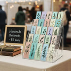 Bookmark Display Stand for 2.5''Bookmark, 5 Tier 25 Pockets Clear Acrylic Sticker Holder for Vendor Events Retail, Portable Stamp Display Shelf Rack