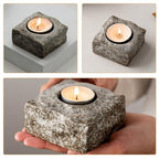 Ceramic Candle Holder Stone Texture Small Indoor Candlestick Holder Table Centerpiece Wedding Decor Minimalist Style for Home