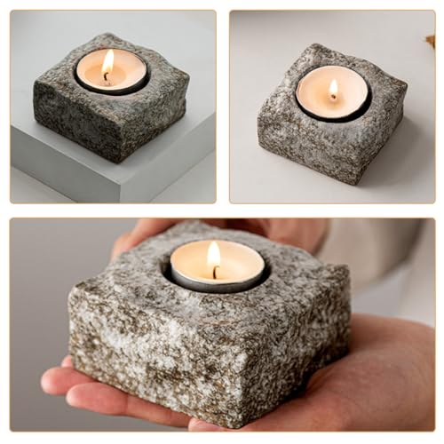 Ceramic Candle Holder Stone Texture Small Indoor Candlestick Holder Table Centerpiece Wedding Decor Minimalist Style for Home