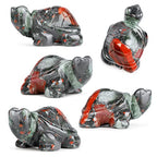 Crystal Turtle Figurines 2" Africa Blood Stone Healing Pocket Gemstone Sculpture Hand Carved Tortoise Statue for Home Office Decor, Paperweight