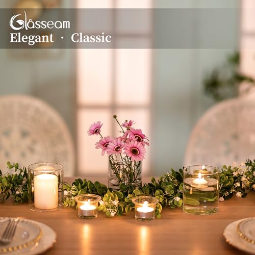 Glasseam Hurricane Glass Candle Holder Set of 6, Cylinder Clear Candle Holders for Pillar Candles, Modern Cylinder Vases for Floating Candles, Vases for Centerpiece Wedding Table Decorations, 4inch - color: 6, size: 4in