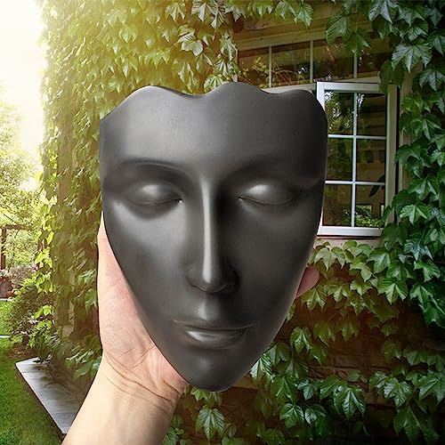Face Vase,Ceramic Female Form Vase,Modern Sculpture Planter Pot,Human Face Dried Flower Shaped Vase,Wall Hanging Plant Pot for Home Decor Centerpieces, Office or Outdoor Hanging Decor - color: Black