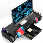Simple Houseware Desk Dual Monitor Stand Riser with Drawer, Black - color: Black