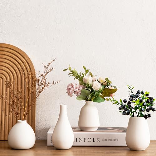 Ceramic Bud Vases, White Mini Vase Set of 11, Small Pottery Vases for Flowers Mini Ceramic Vases for Pampas Grass Vase Bulk for Wedding Table Centerpieces Decoration Boho Home Decor DIY Gift - color: A-white Bud Vases 11pcs