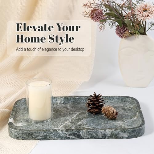 Koville Marble Tray, 12"x8" Natural Marble Vanity Tray for Countertop Bathroom Kitchen Dresser, Marble Catchall Trays for Perfume Jewelry, Decorative Rectangular Tray Home Decor(Green) - color: Indian Green