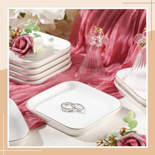Shappy 12 Pcs Ceramic Jewelry Tray 4.5 in Ring Dish Bulk Decorative Trinket Dish for Bridal Christmas Birthdays Gifts - style: Square