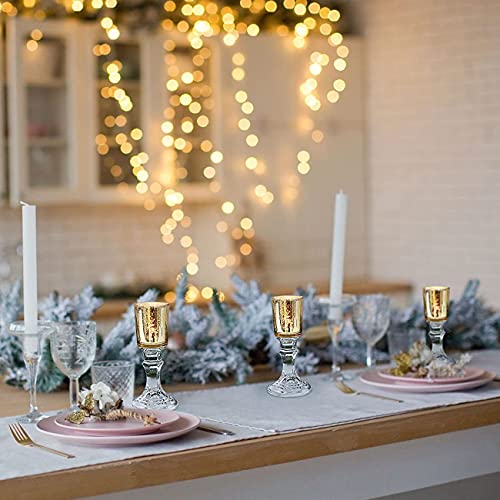 DARJEN Candlestick Holders Set, 4" H Taper Candle Holders Bulk, 12Pcs Clear Glass Candle Holders for Wedding, Festival, Party & Windowsill Decor - color: Hexagonal