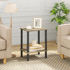 TUTOTAK End Table, Side Table, Nightstand, 2-Tier Storage Shelf, Sofa Side Table for Small Space, Living Room, Bed Room TB01BG034 - color: Greige
