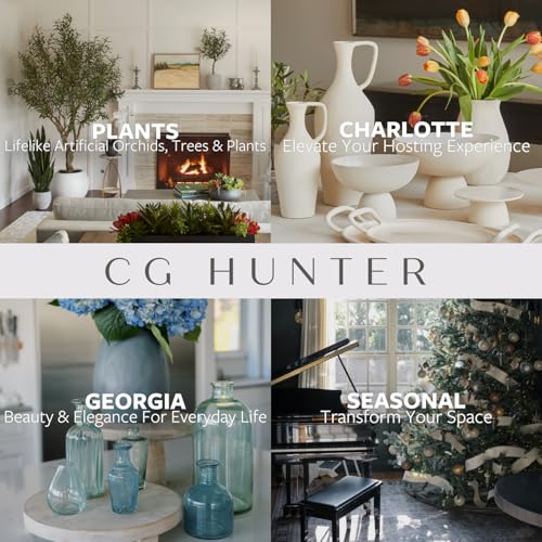 CG Hunter Faux Vanda Orchid Plant, Premium Artificial Indoor Flower Display Stands 20.5”, Beautiful Sculptural Blooms that Lasts Forever, White Planter Pot Included - size: 20.5" Vanda Orchid