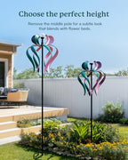 89" Wind Spinner Outdoor with Solar Light, Extra Large Metal Kinetic Wind Sculptures Spinners, Windmill for Garden Yard Patio Lawn Decor -Dancing Ribbon (20" W x 89" H) - size: Dancing Ribbon