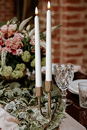 NONNO & ZGF 10 Pack Flameless Taper Candles, Ivory Wax Coverd, 11-Inch, LED Battery Flickering Bright Candle with 2 Remote Controls, Timer, for Wedding, Family Dinner, Party, Festive or Home Decor - color: Ivory