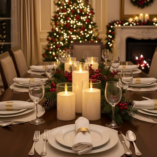 Homemory Pure White Flickering Flameless Candles, Battery Operated Acrylic LED Pillar Candles with Remote Control and Timer, Set of 5 - color: Pure White