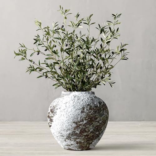 Rustic Ceramic Circular Flower Vase Farmhouse Clay Pottery Large Terracotta Floor Vases for Decorative Centerpiece Vintage Home Decor Aesthetic for Living Room Bedroom Table Entryway - color: Rustic Vase002