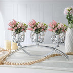 4 Pcs 3-Arm Crystal Tealight Candle Holders, Elegant Metal Arch Candlestick Centerpiece for Wedding, Party, Dining Room Table Decorations, Anniversary (4, Silver-3 Arm) - size: Silver-3 Arm