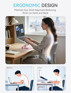 SOUNDANCE 360 Rotating Laptop Stand, Ergonomic Computer Riser for Desk, Adjustable Height Multi-Angle Metal Holder, Foldable Portable Notebook Elevating Base for Office & Home, Pink - color: Pink