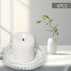 6Pcs Clear Glass Pillar Candle Holder Plates,3.5'' Round Glass Candle Plate,Candle Tray Plates for Dinning Wedding Party Table Centerpiece