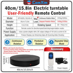 15.8In Remote Large Motorized electric turntable Rotating platform Photography Turntable Motorized lazy susan Base giratoria para for Photography,3D Scanner,Heavy duty display(Load Range:220~500lbs) - size: 15.8inch/Black/500Lbs Load