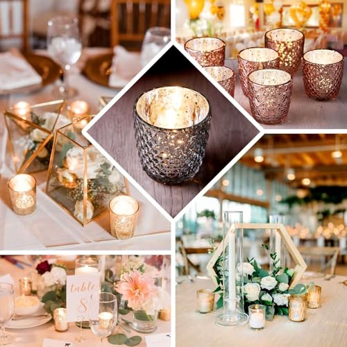 Efavormart 6 Pack | 3" Silver Mercury Glass Candle Holders, Votive Tealight Holders - Assorted Geometric Designs - color: Silver Mercury Assorted Geometric, size: 3 inches