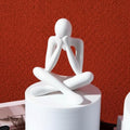 Abstract Thinker Statue, White Minimalist Abstract Sculpture Statue, Modern Art Decoration for Home Office Desk Decoration (White Style A)