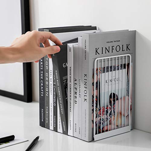 Minimalist Style Bookends Metal Adjustable Books Holder Stand Book Rack Desk Bookend - Beeline, White - color: Beeline, White