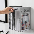 Minimalist Style Bookends Metal Adjustable Books Holder Stand Book Rack Desk Bookend - Beeline, White - color: Beeline, White